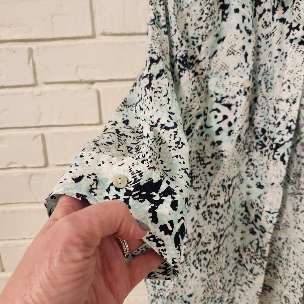 Chicos Linen Patterned Button-Up Blouse Size 2 NWT - image 5